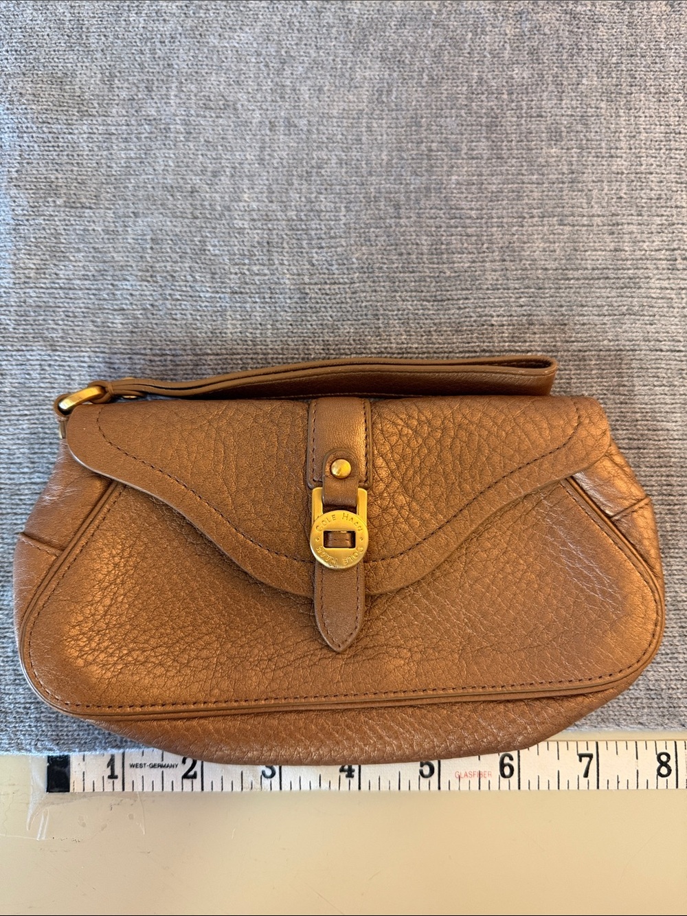 Vintage Cole Haan Tan Pebbled Leather Wristlet